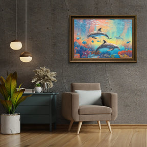 Diamantmaleri - Regnbue-delfiner - SEOS Shop ®