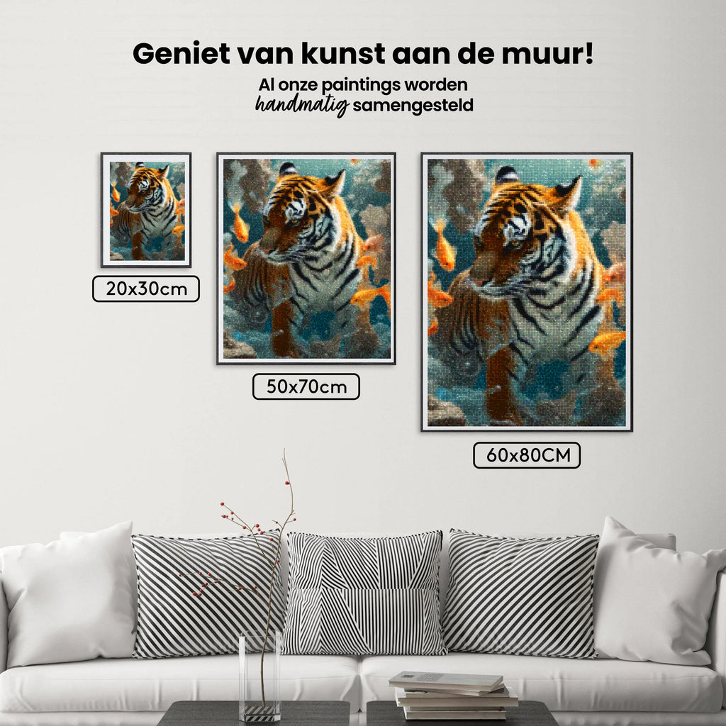 Diamantmaleri - Tiger og guldfisk - SEOS Shop ®
