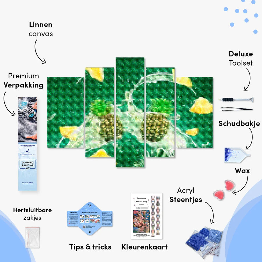 Diamantmaling Ananas 5 paneler - SEOS Shop ®