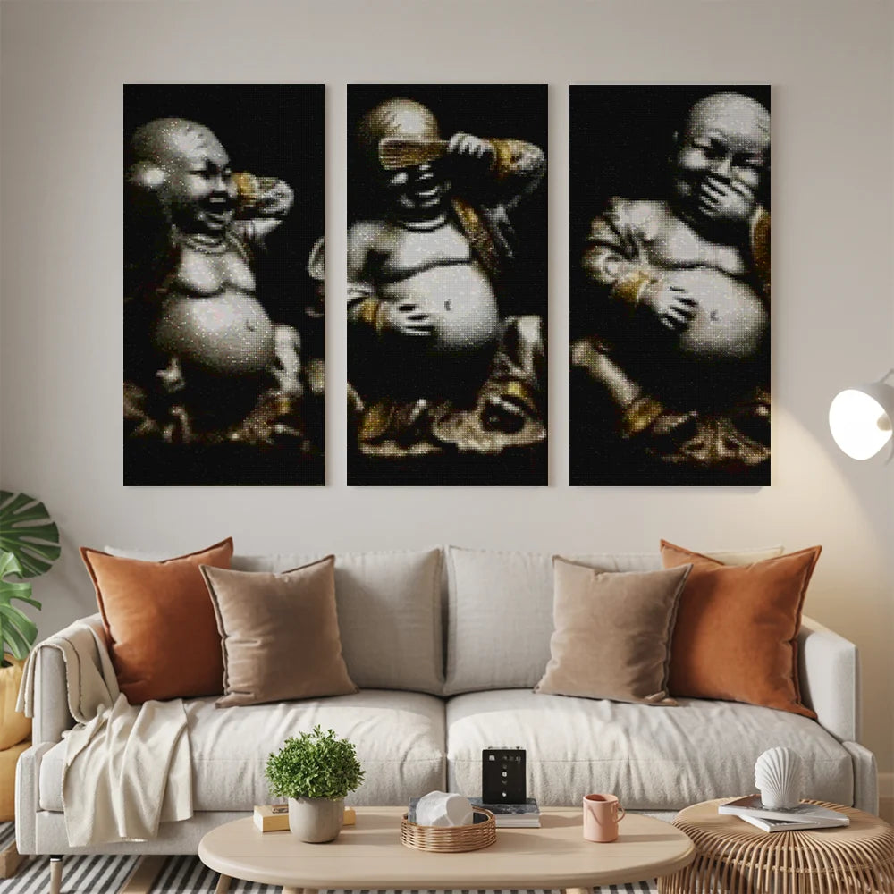 Diamantmaleri Glad Buddha 3-delt - SEOS Shop ®