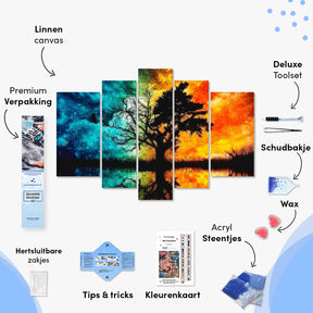 Diamantmaling Træ med Farvet Himmel 5-panel - SEOS Shop ®