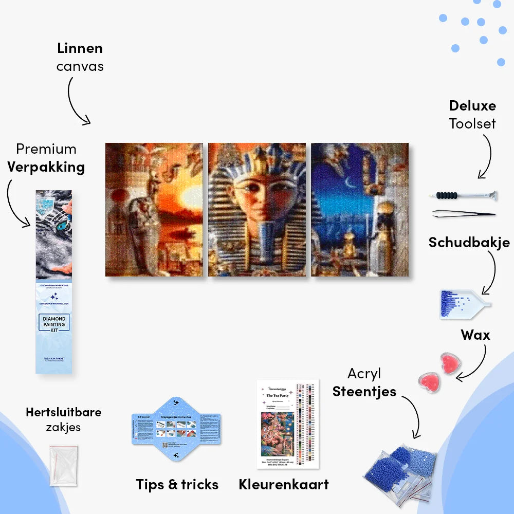 Diamantmaleri Egyptisk Kleopatra 3 dele - SEOS Shop ®
