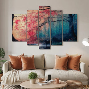 Diamantmaleri Farvet skov om morgenen 5-delt - SEOS Shop ®