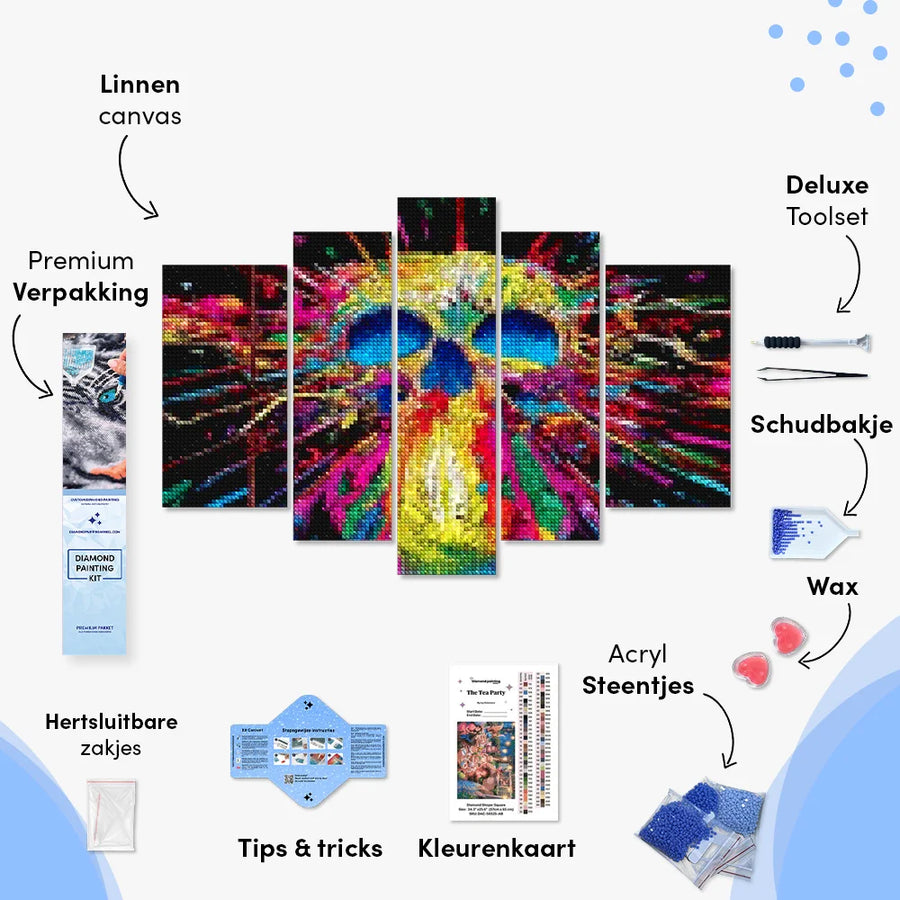 Diamantmaling Farvet Kranie 5-panel - SEOS Shop ®