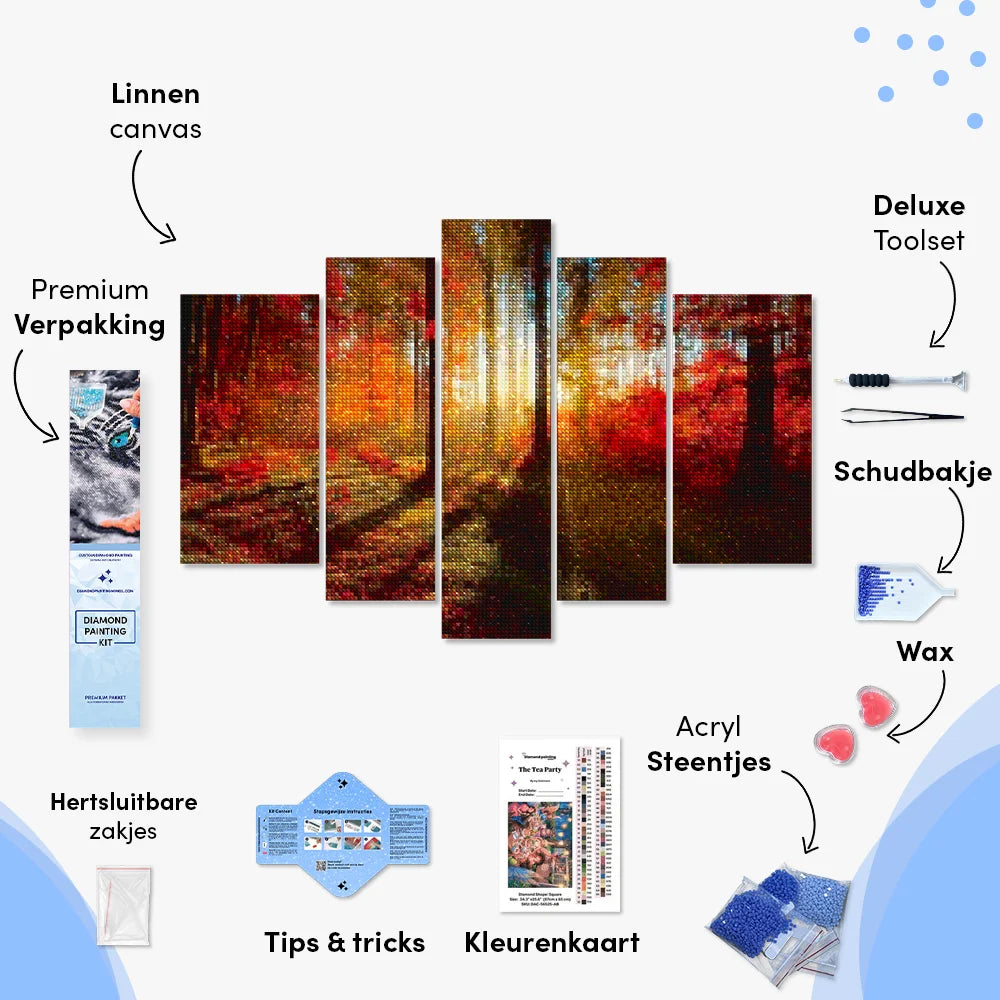 Diamantmaleri Efterårssolstråler 5-panel - SEOS Shop ®