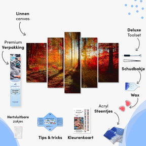 Diamantmaleri Efterårssolstråler 5-panel - SEOS Shop ®