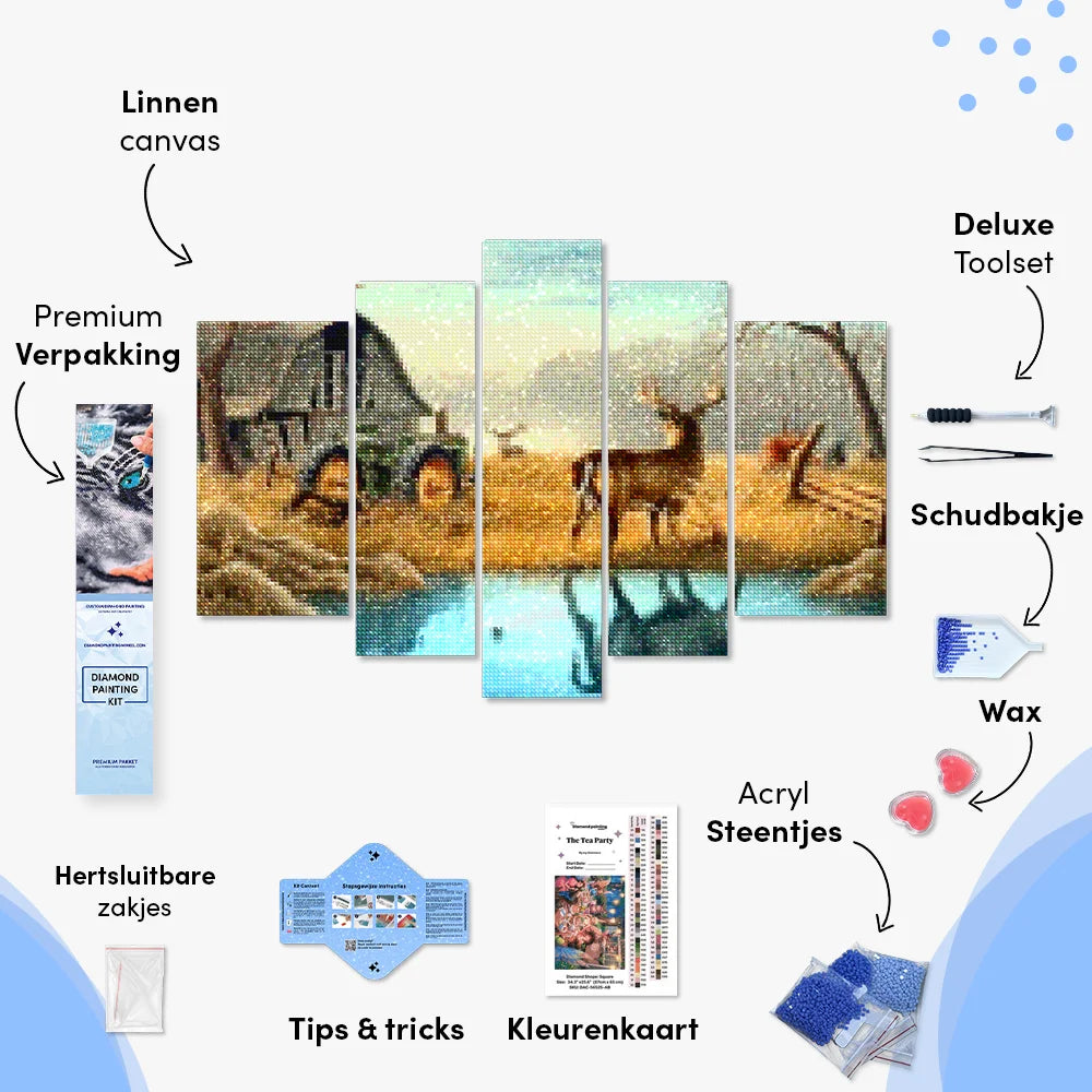Diamantmaling Hjort på engen 5-delt - SEOS Shop ®