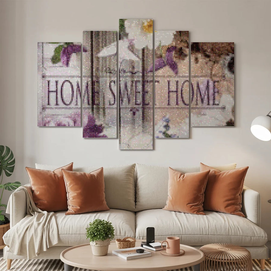 Diamantmaleri Home Sweet Home Naturligt look 5 dele - SEOS Shop ®
