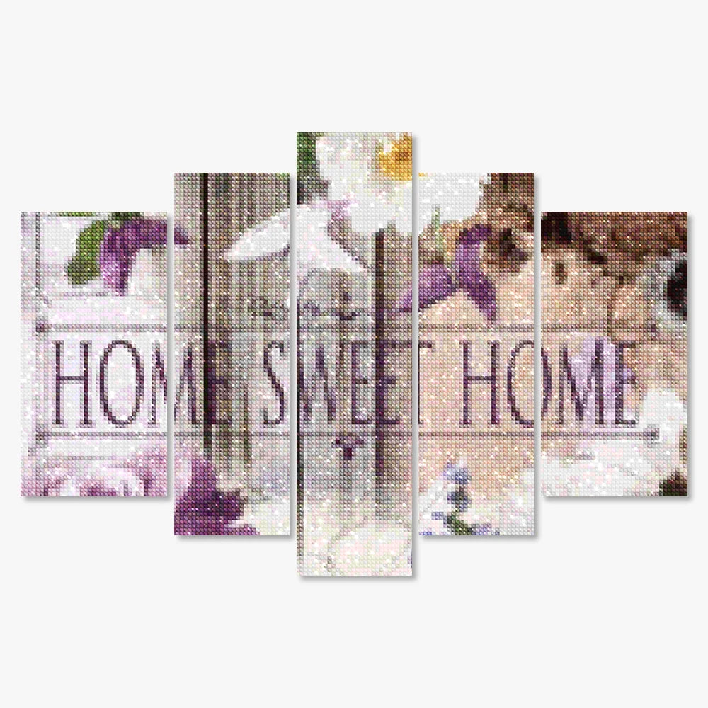 Diamantmaleri Home Sweet Home Naturligt look 5 dele - SEOS Shop ®