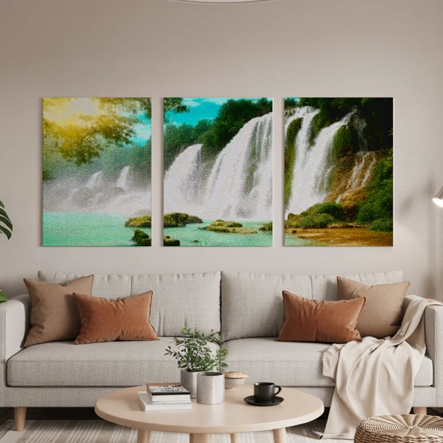 Diamantmaleri Smukt Vandfald 3-delt - SEOS Shop ®