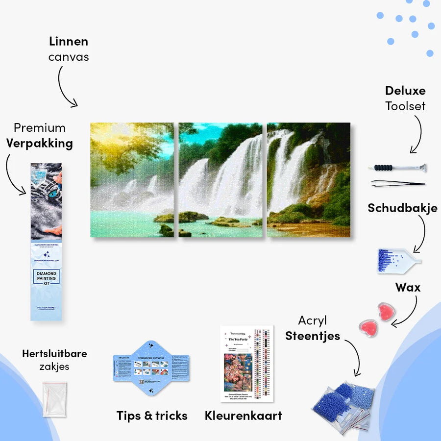 Diamantmaleri Smukt Vandfald 3-delt - SEOS Shop ®