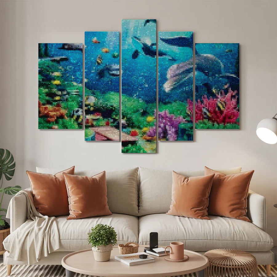 Diamantmaleri Smukke Havdyr 5-panel - SEOS Shop ®