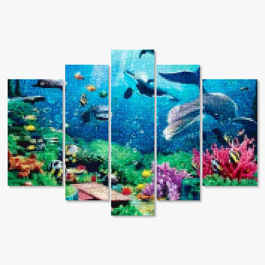 Diamantmaleri Smukke Havdyr 5-panel - SEOS Shop ®