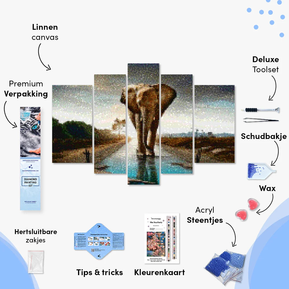 Diamantmaling Elefant 5-delt - SEOS Shop ®