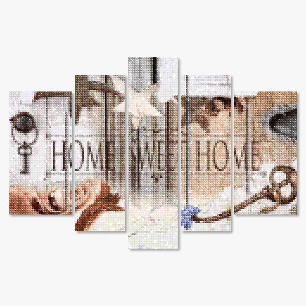 Diamantmalingssæt Home Sweet Home Trælook 5-panel - SEOS Shop®