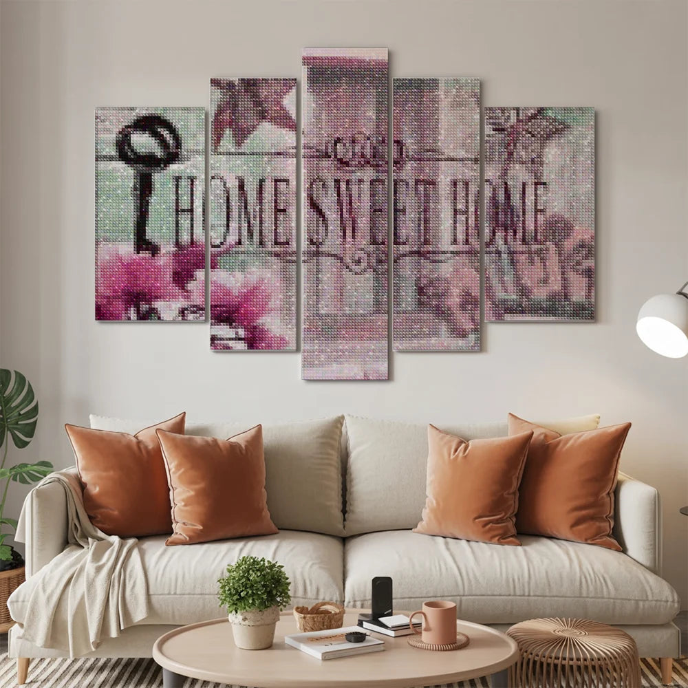 Diamantmalingssæt Home Sweet Home Pink 5 dele - SEOS Shop ®