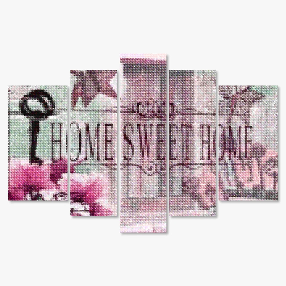 Diamantmalingssæt Home Sweet Home Pink 5 dele - SEOS Shop ®