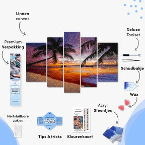 Diamantmaling Palmer på stranden 5-delt - SEOS Shop ®