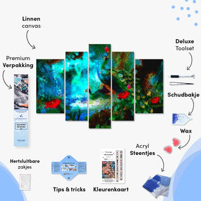 Diamantmaleri påfugl i farverig skov, 5 dele - SEOS Shop ®