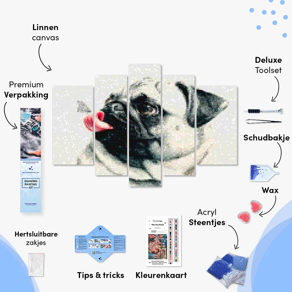 Diamantmaling Hvalp med Sommerfugl på Tungen 5-delt - SEOS Shop ®