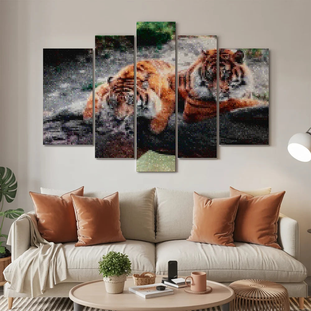 Diamantmaling To Liggende Tigre 5-delt - SEOS Shop ®