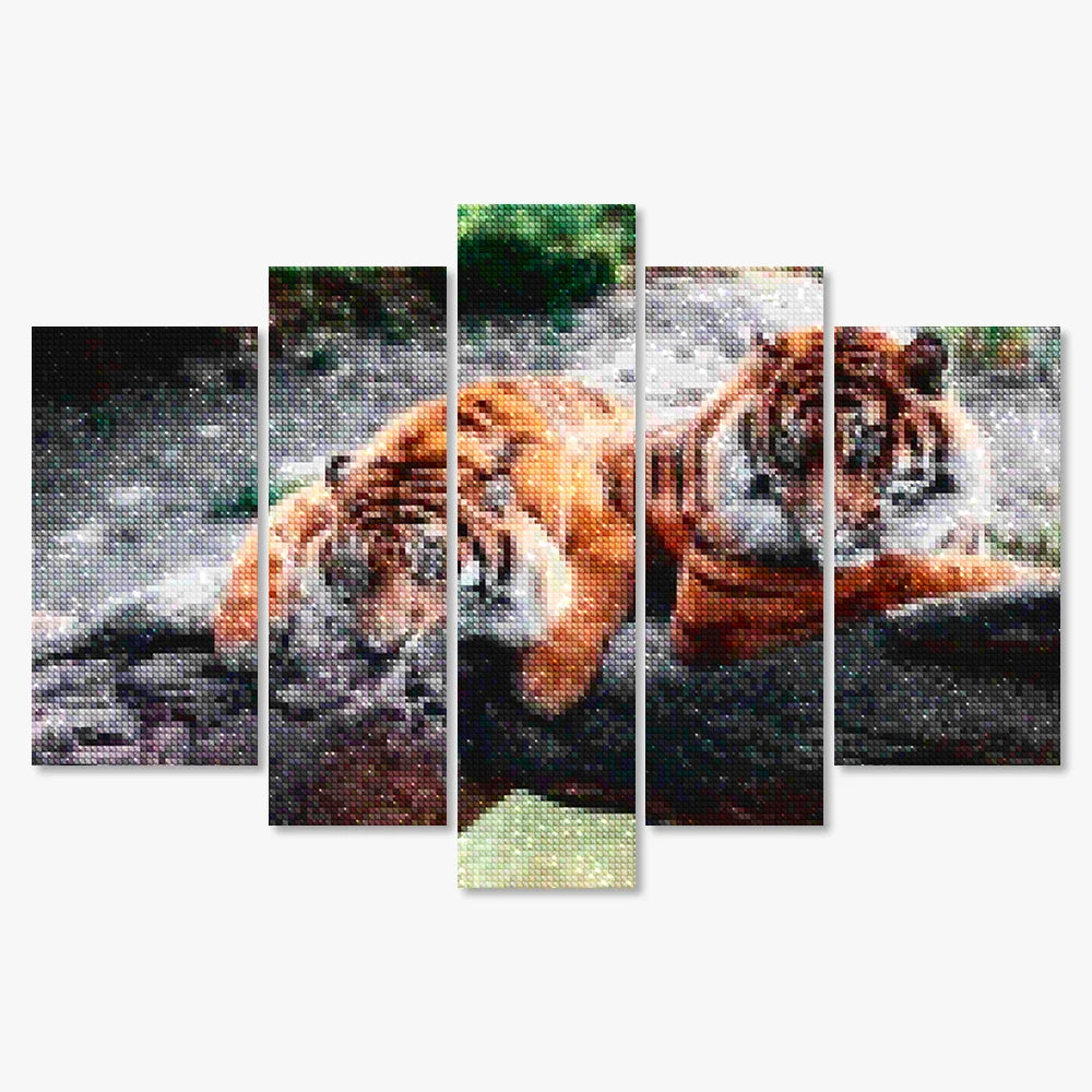 Diamantmaling To Liggende Tigre 5-delt - SEOS Shop ®