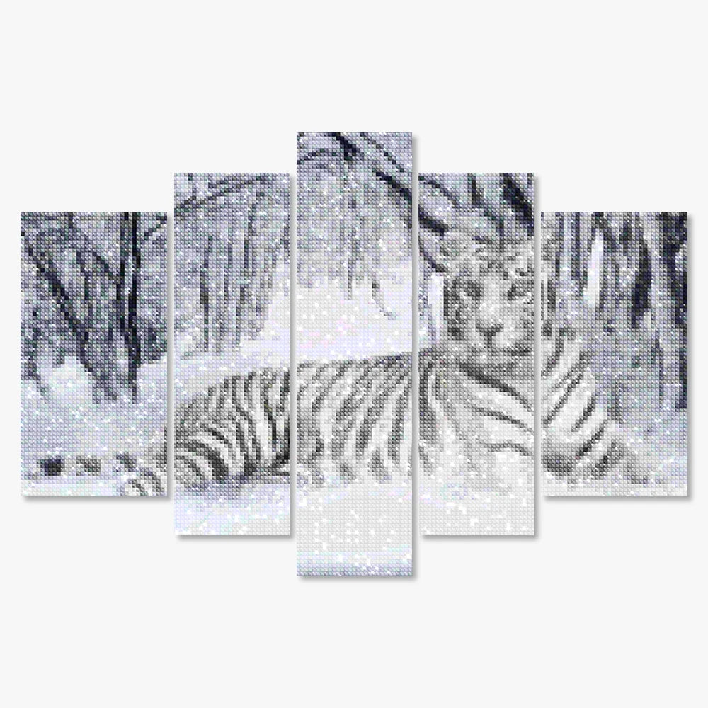 Diamantmaling Hvid Tiger 5-delt - SEOS Shop ®