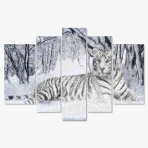 Diamantmaling Hvid Tiger 5-delt - SEOS Shop ®