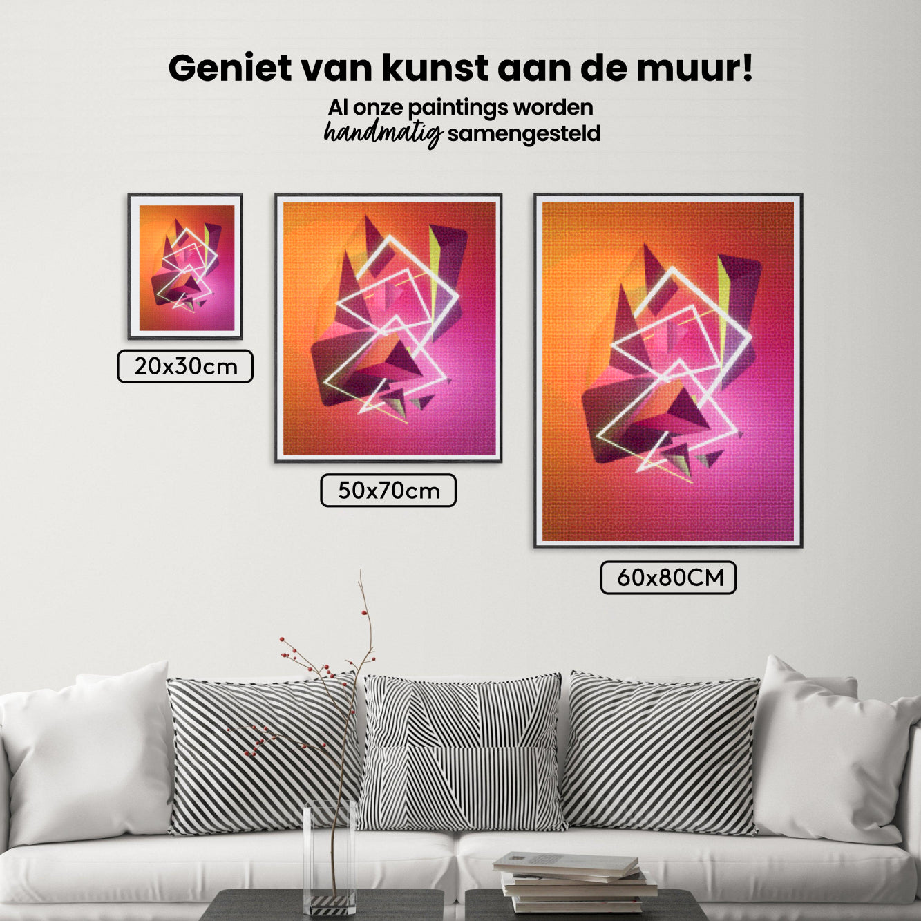 Diamantmaling - Abstrakte geometriske former i neonfarver