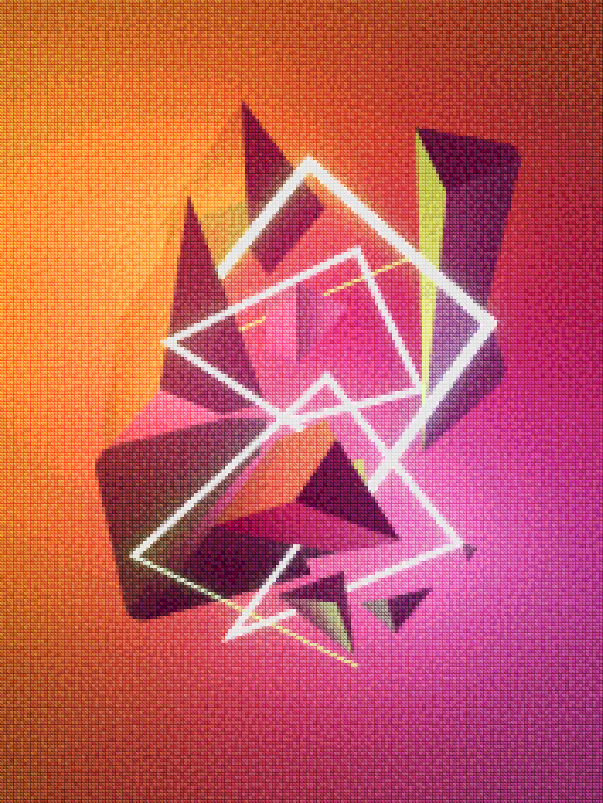 Diamantmaling - Abstrakte geometriske former i neonfarver
