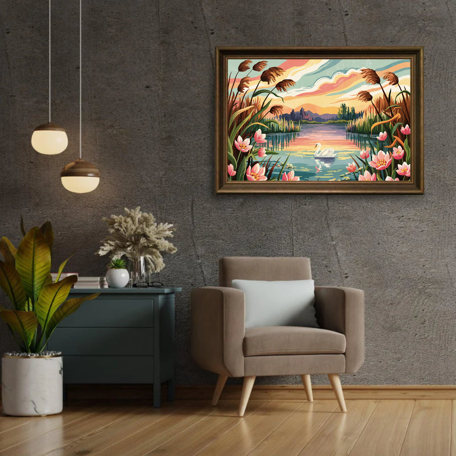 Diamantmaleri - Aftenblomstlandskab