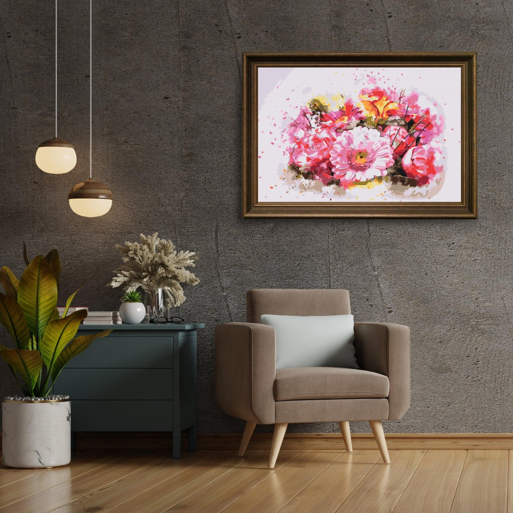 Diamantmaleri - Buket med lyserøde blomster - SEOS Shop ®