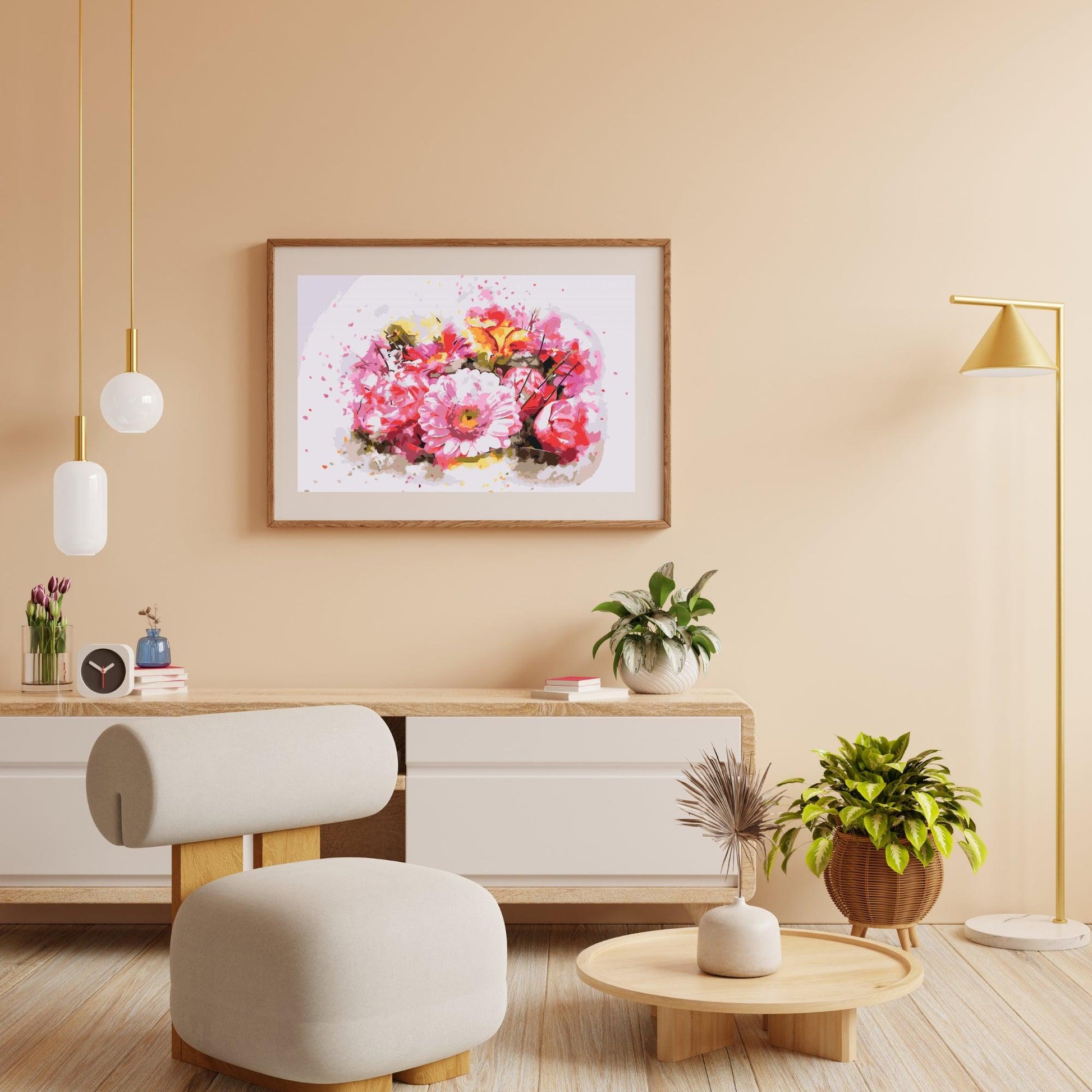 Diamantmaleri - Buket med lyserøde blomster - SEOS Shop ®
