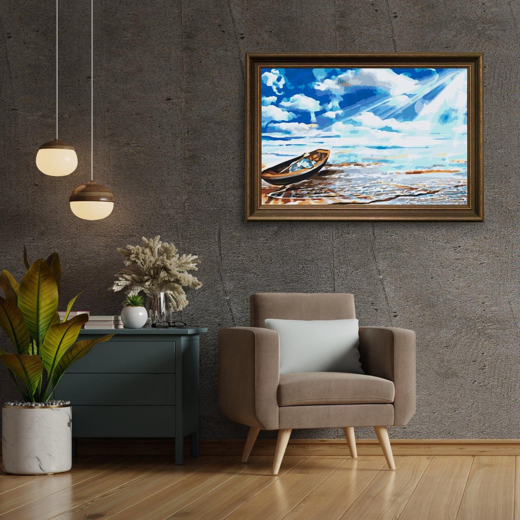 Diamantmaleri - Båd ved havets kant - SEOS Shop ®