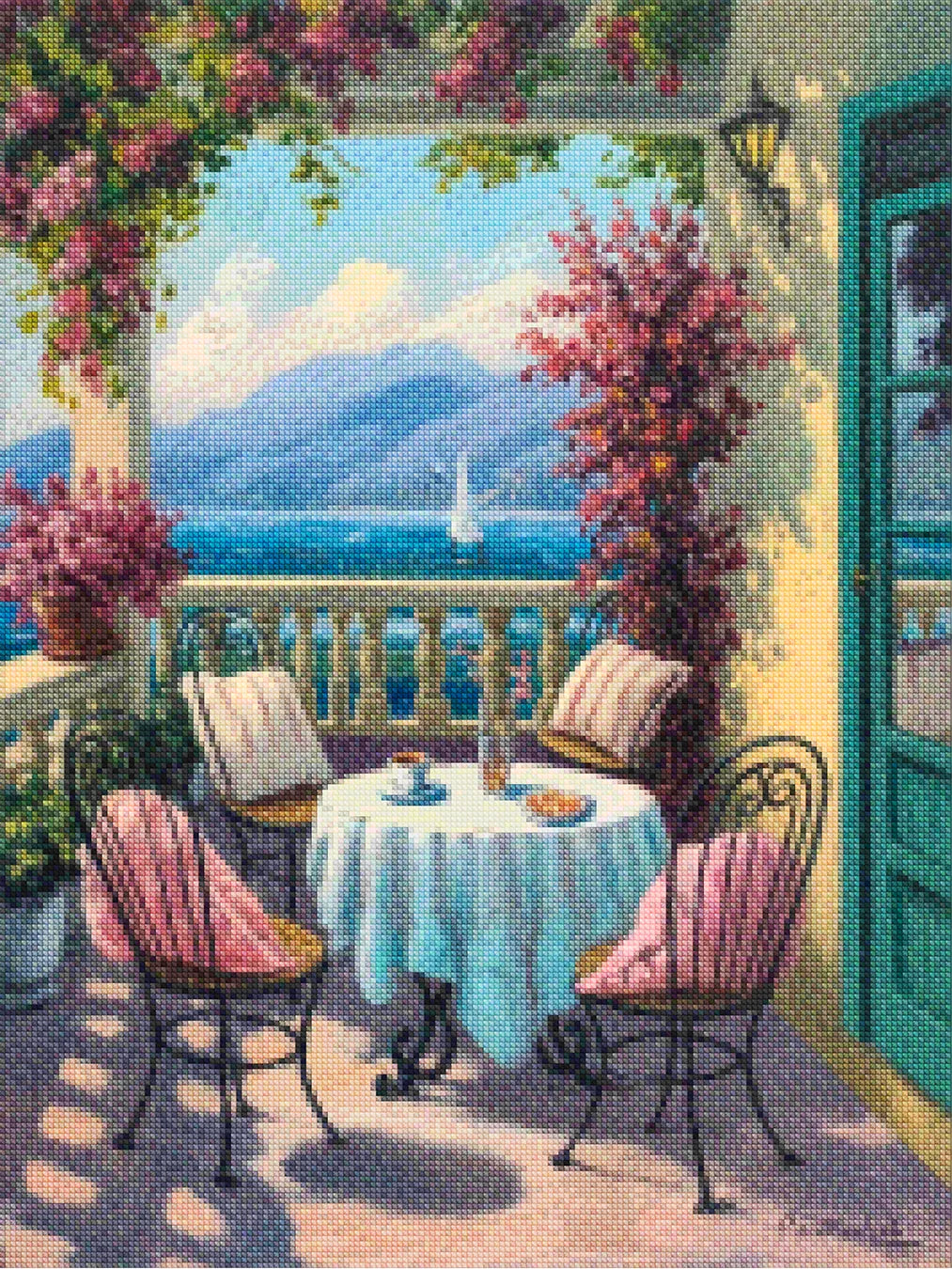 Diamantmaling - Café på verandaen