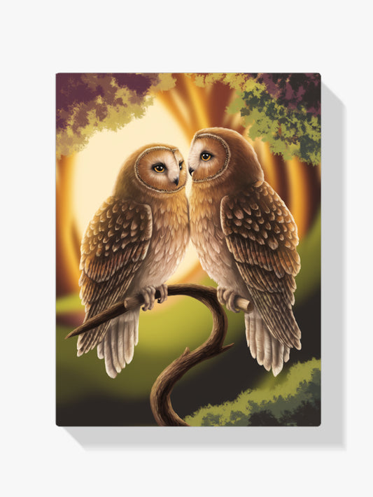 Diamantmaleri - Charmerende uglepar på en gren