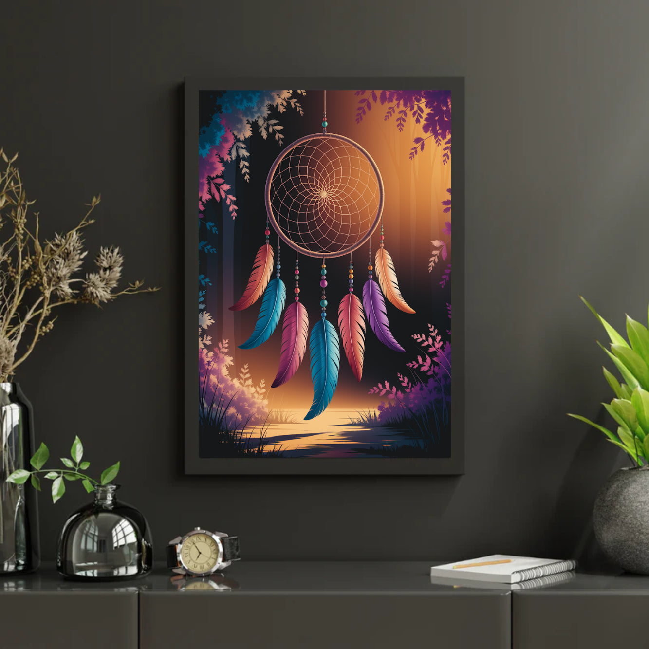 Diamantmaleri - Drømmefanger med fjer og perler
