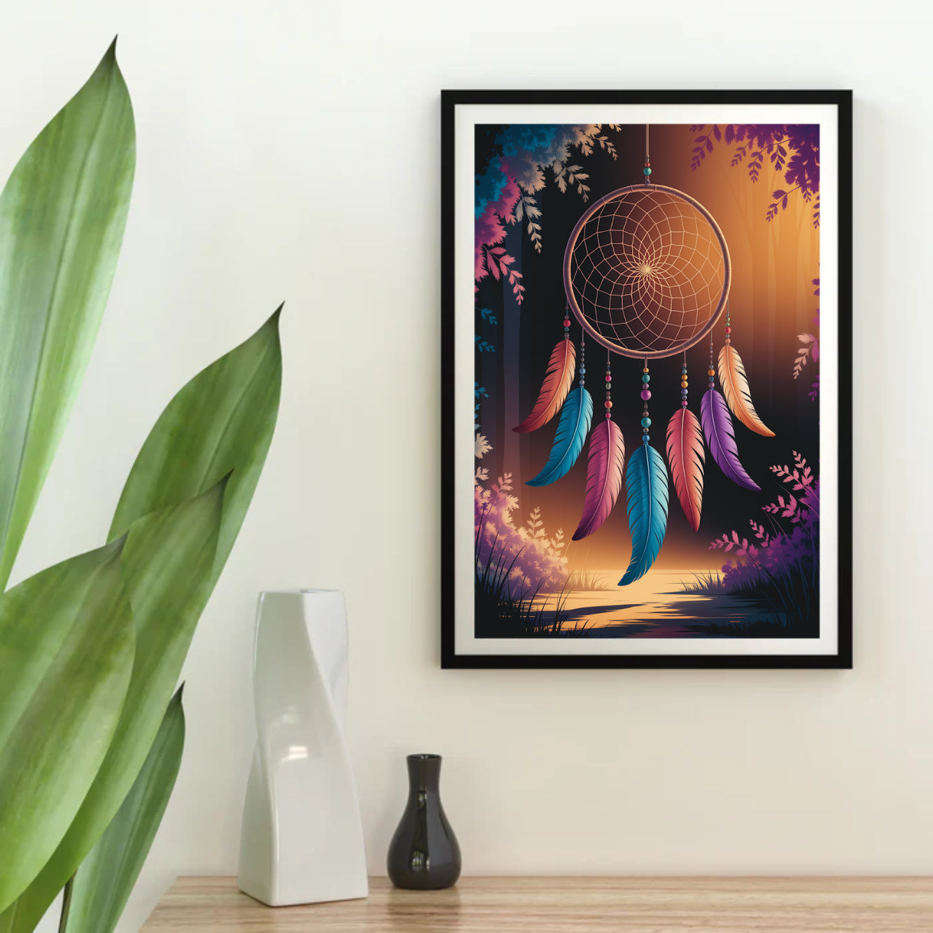 Diamantmaleri - Drømmefanger med fjer og perler