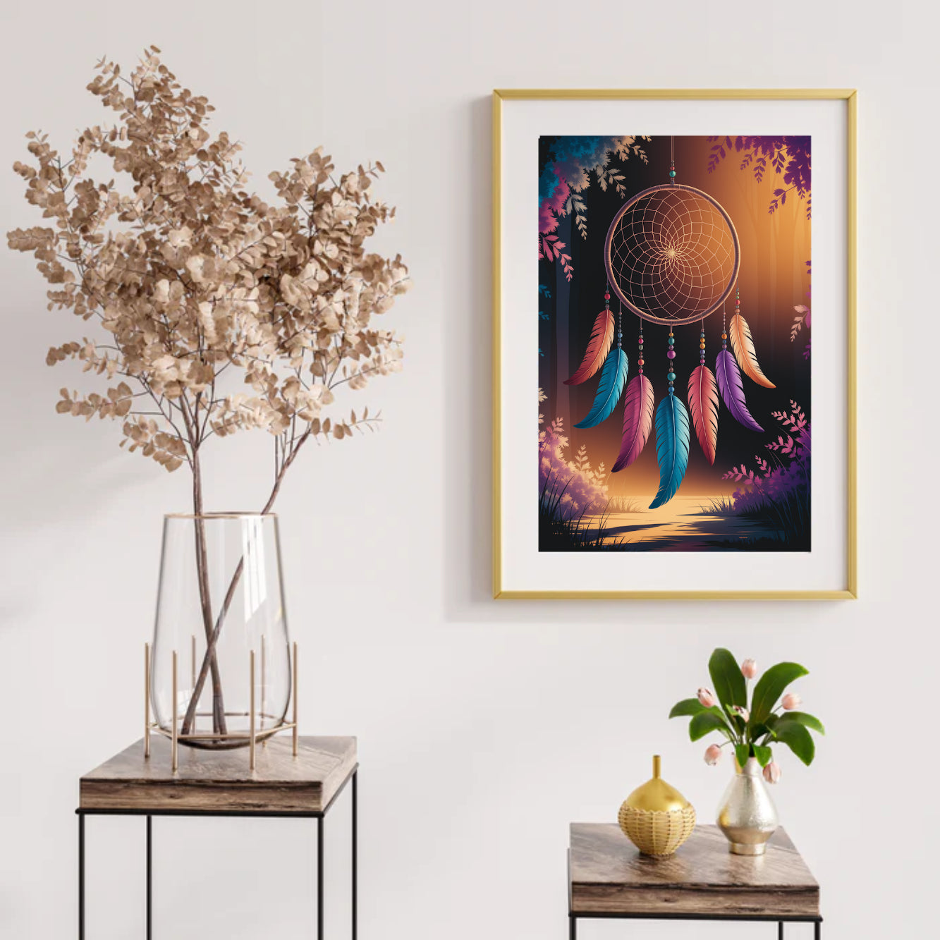 Diamantmaleri - Drømmefanger med fjer og perler