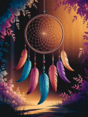 Diamantmaleri - Drømmefanger med fjer og perler