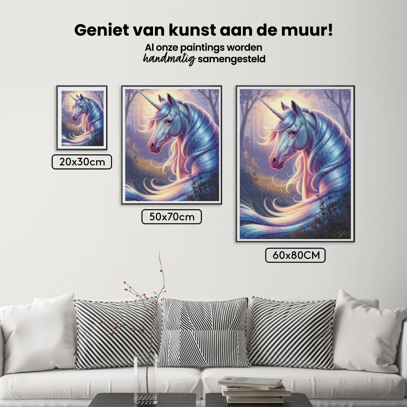 Diamantmaleri - Drømmende enhjørningshoved med flagrende manke