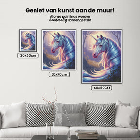 Diamantmaleri - Drømmende enhjørningshoved med flagrende manke