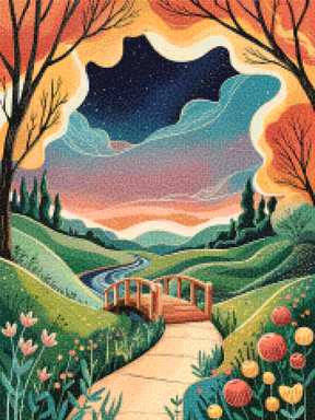 Diamantmaleri - Drømmelandskabsbro