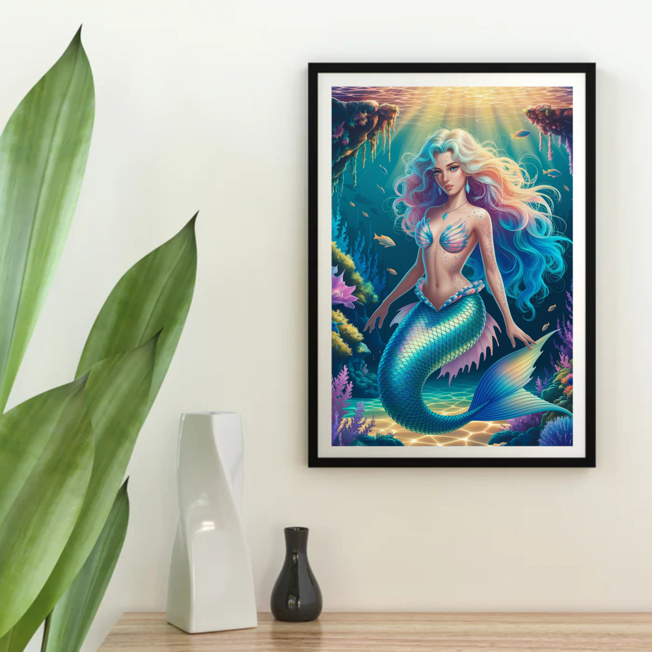 Diamantmaleri - Fantasihavfrue med glitrende skæl