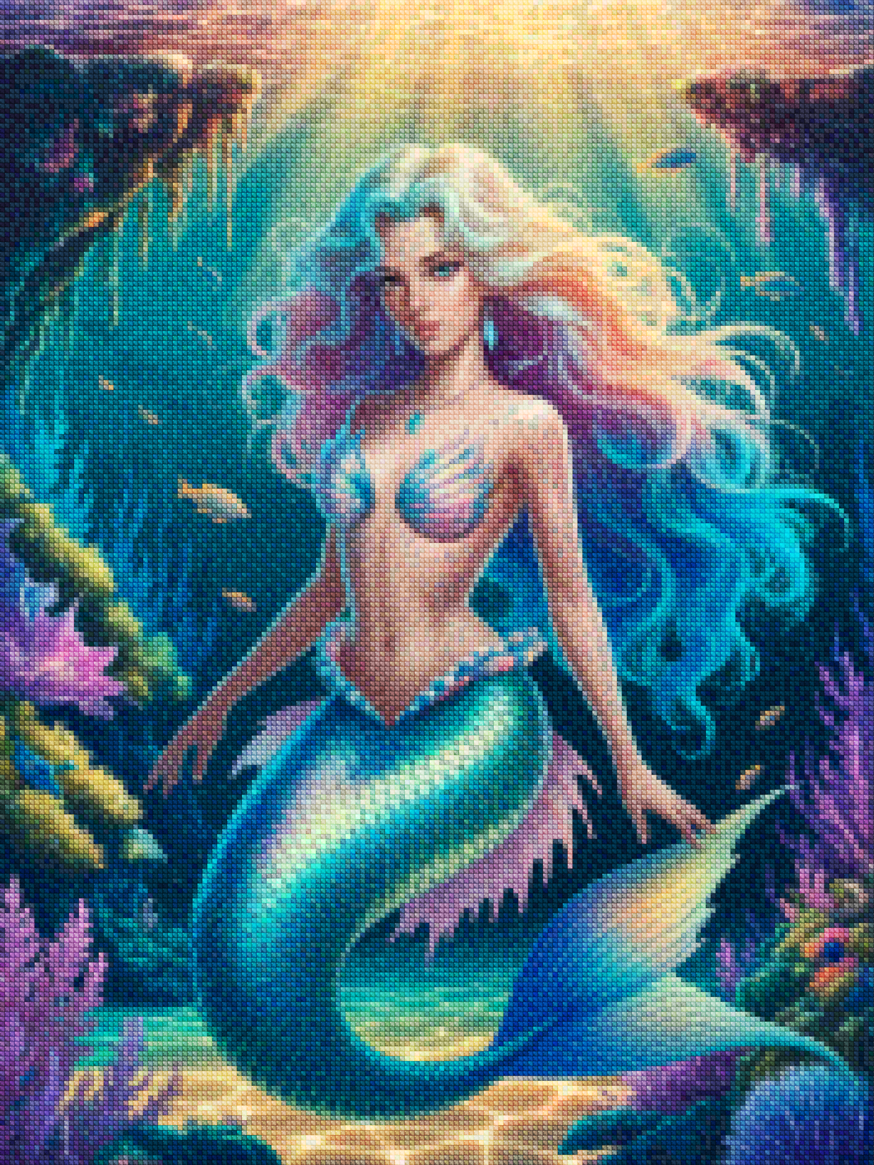 Diamantmaleri - Fantasihavfrue med glitrende skæl