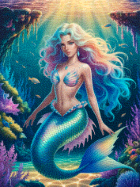 Diamantmaleri - Fantasihavfrue med glitrende skæl