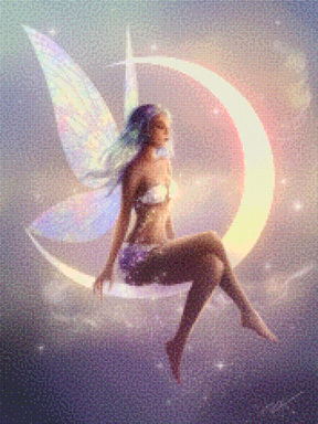 Diamantmaleri - Fe siddende på en halvmåne