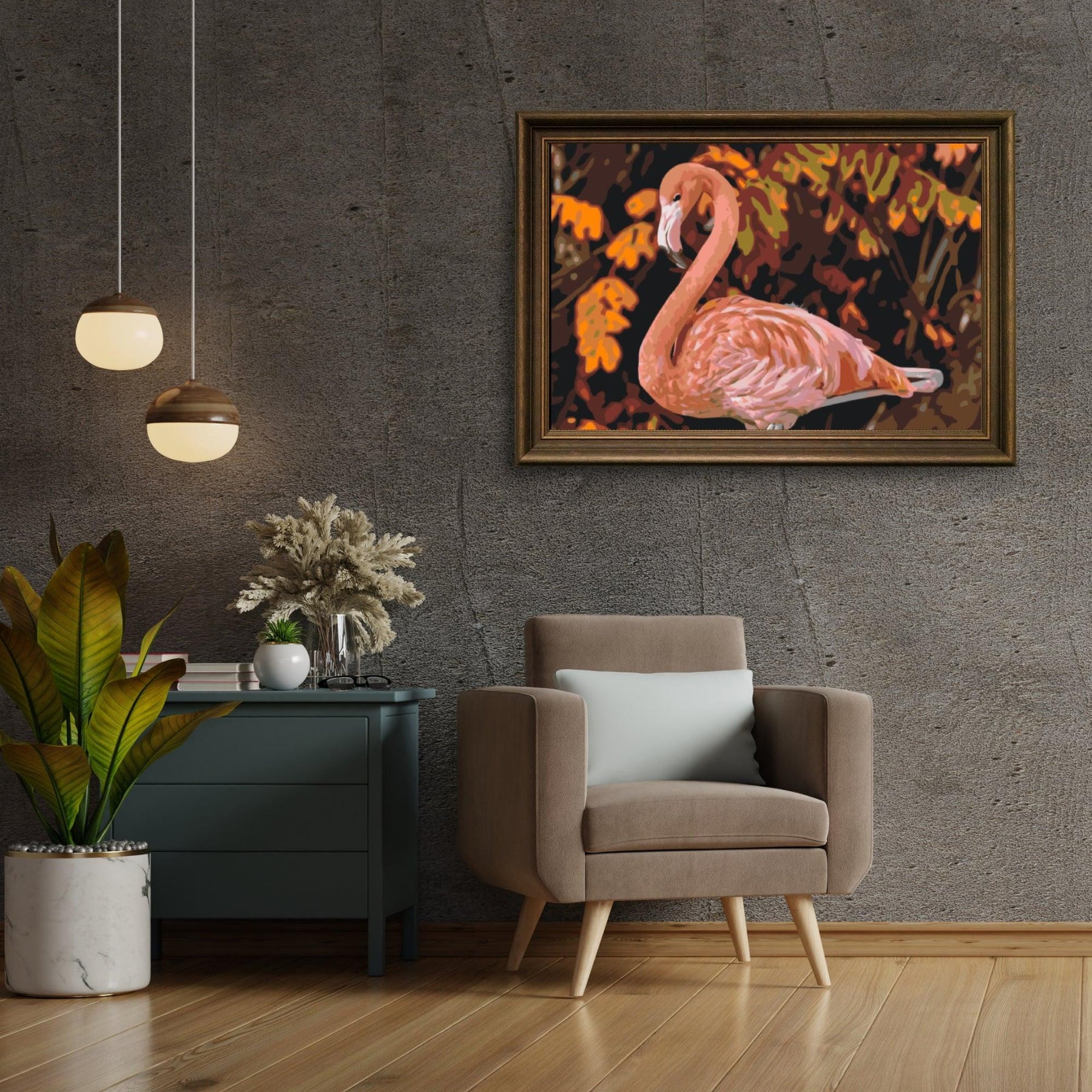 Diamantmaleri - Flamingo i naturen - SEOS®