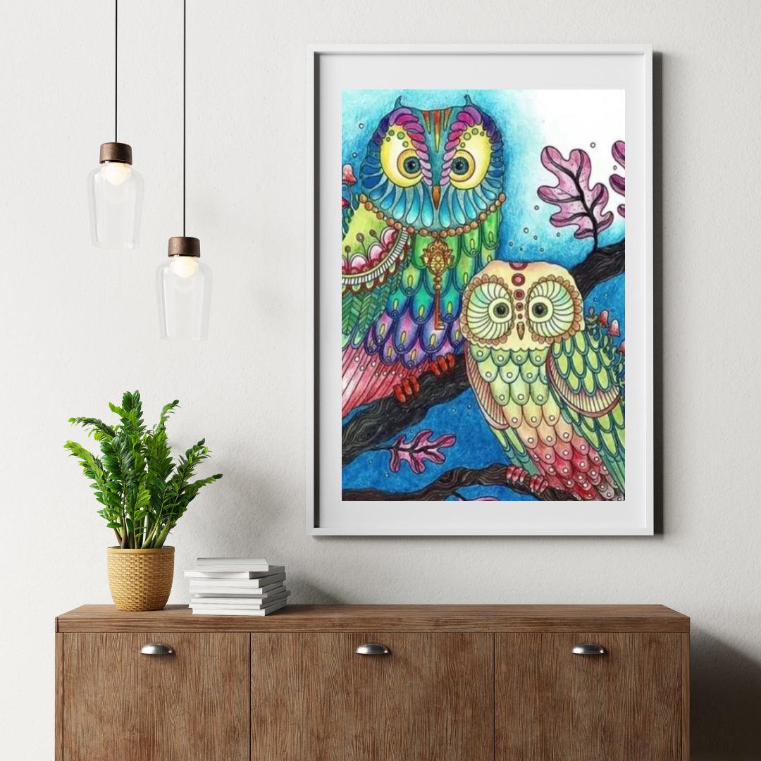 Diamantmaling - Farvet ugle - SEOS®