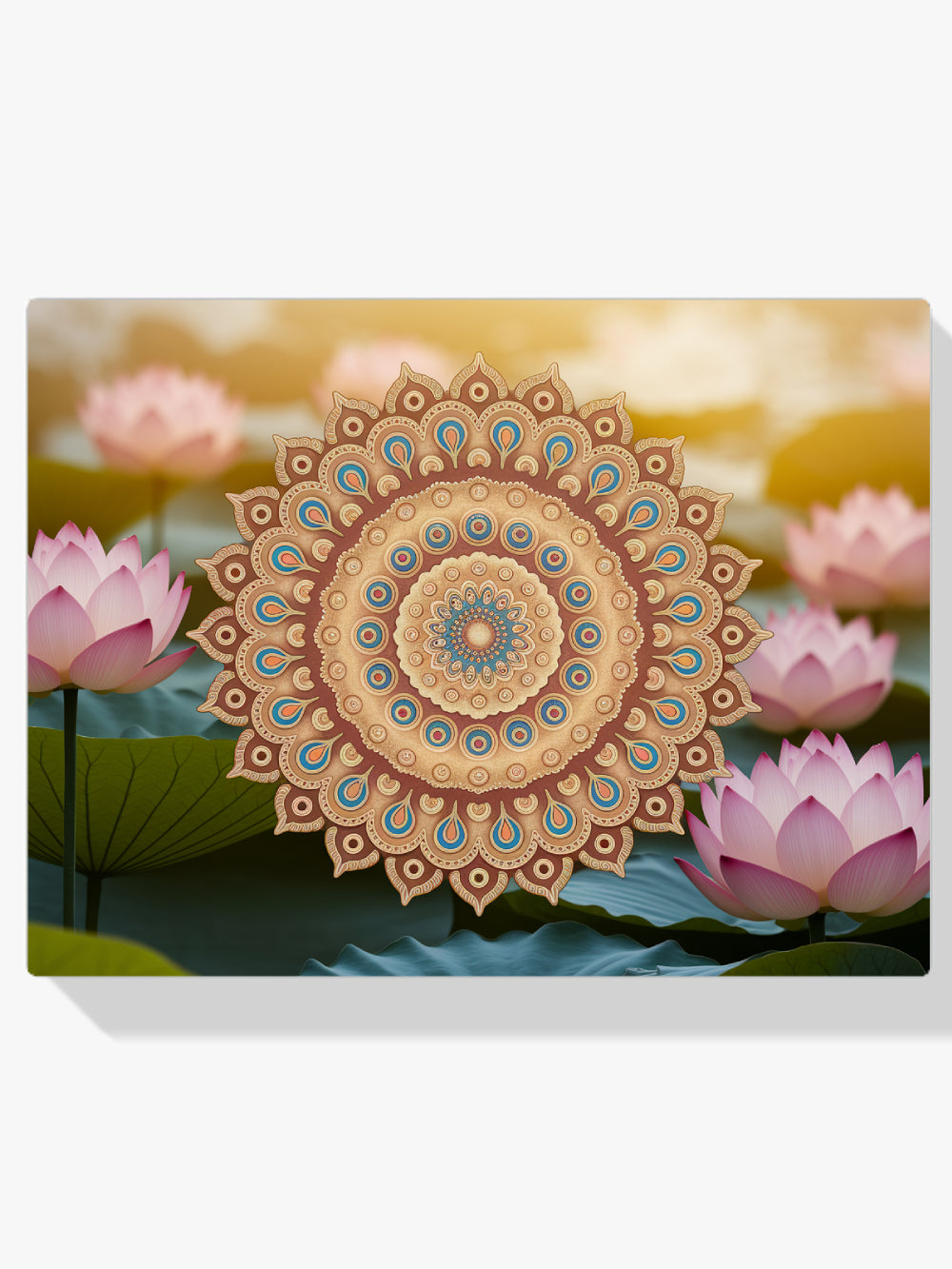 Diamantmaleri - Gylden mandala med indviklede detaljer
